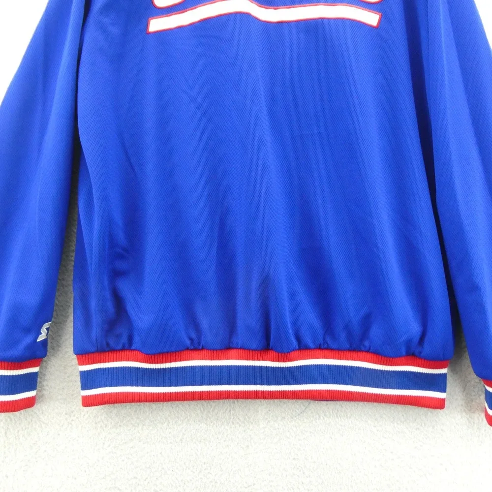 Starter Jacket Mens Large New York Giants Blue Snap Front Varsity Mesh Polyester - Picture 8 of 10